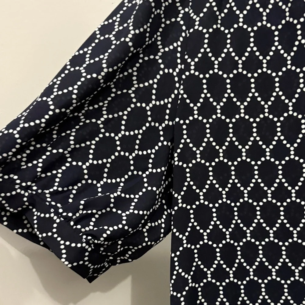 Adrianna Papell Navy Geometric Shirt - Picture 4 of 7